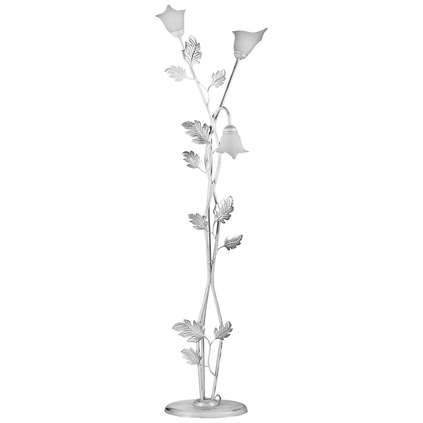 Stehleuchte 4836/pt3 - Silberfarben/Weiß, KONVENTIONELL, Glas/Metall (55/175cm)