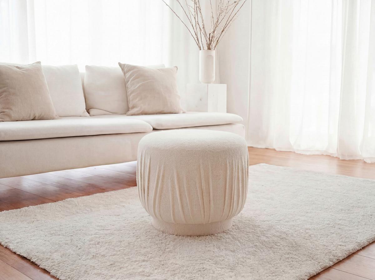 TABURETKA KREMOVA - krémová, Design, textil (50/40/50cm) - Livetastic