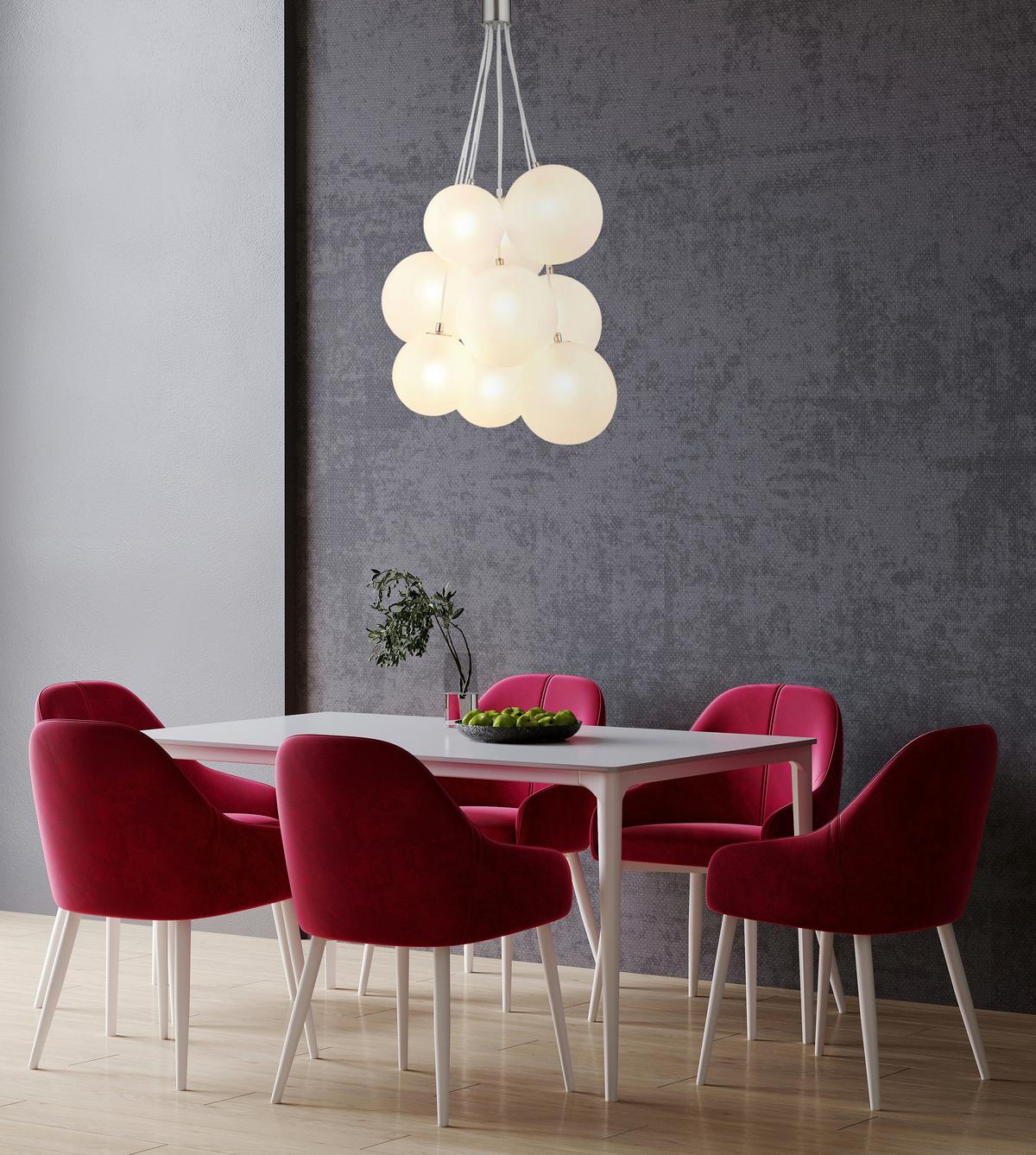 Hängeleuchte 56144-9hn - Nickelfarben, Design, Glas/Metall (45/90cm) - Globo
