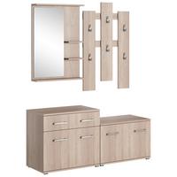 Garderoben-set Lara Eiche Dekor 4--Teilig. Mit Spiegel - Sonoma Eiche, Basics, Holzwerkstoff (137/179/41cm) - MID.YOU