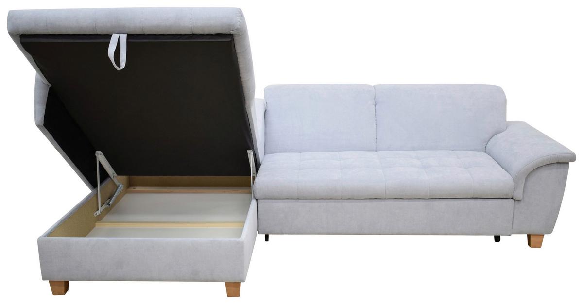 Ecksofa Mit Schlaffunktion & Bettkasten Franzi Pastellblau - Pastellblau/Eichefarben, KONVENTIONELL, Textil (170/279cm) - MID.YOU