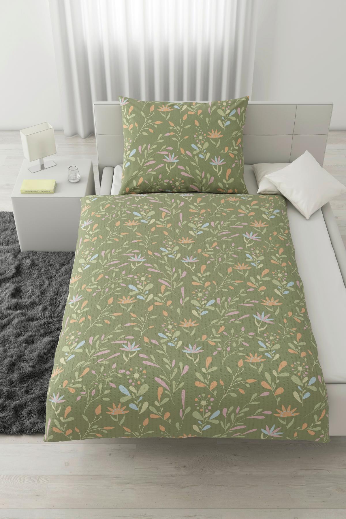 Posteľná bielizeň Marina, 70/90 140/200cm - zelená, Konventionell, textil (140/200cm) - Mömax