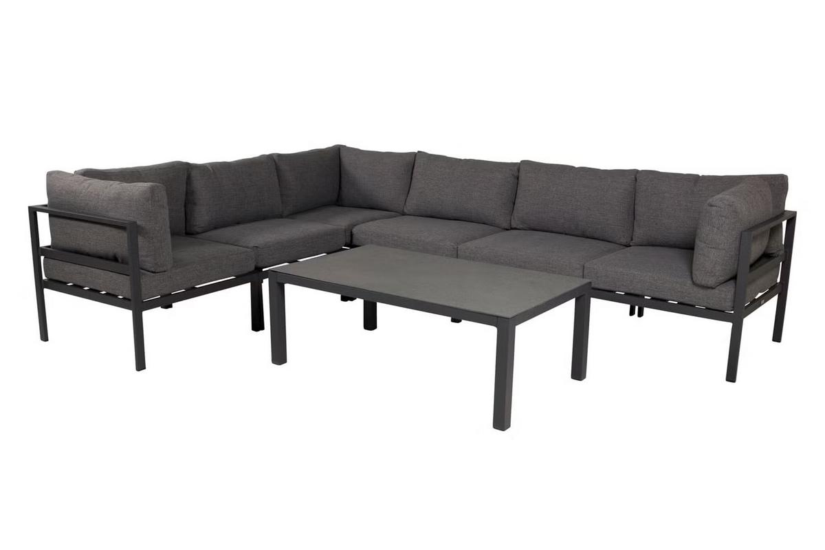 Loungetisch Copacabana - Schwarz, KONVENTIONELL, Glas/Metall (120/70/45cm) - Gardenson