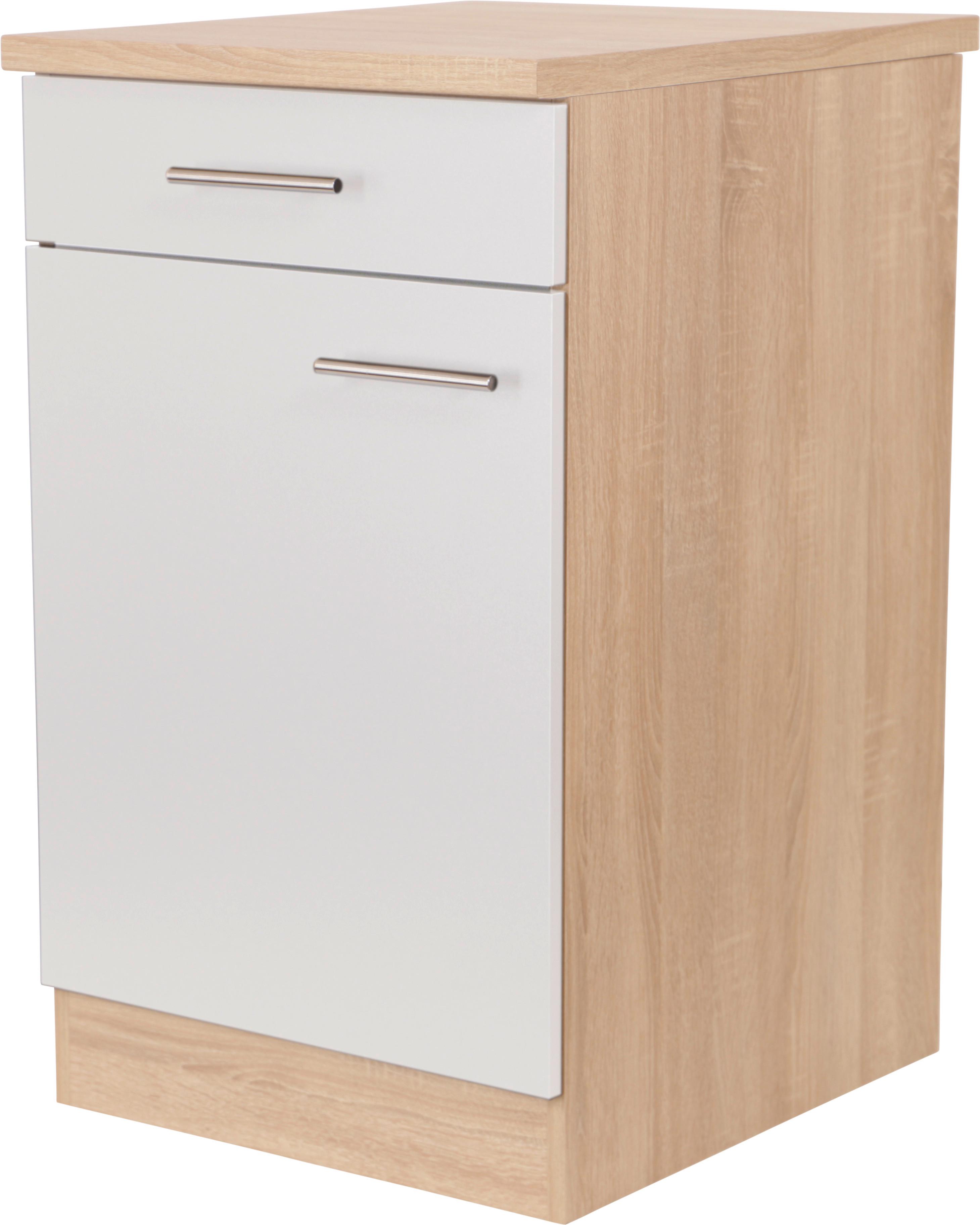 Küchenunterschrank Merle Weiß, Eiche Dekor B:50cm - Eichefarben/Weiß, Basics, Holzwerkstoff (50/84,8/60cm) - Respekta