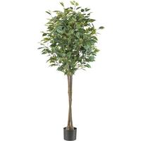 Kunstpflanze Ficus Benjamina H: 125 cm - Schwarz/Braun, Design, Kunststoff (125cm) - P & B