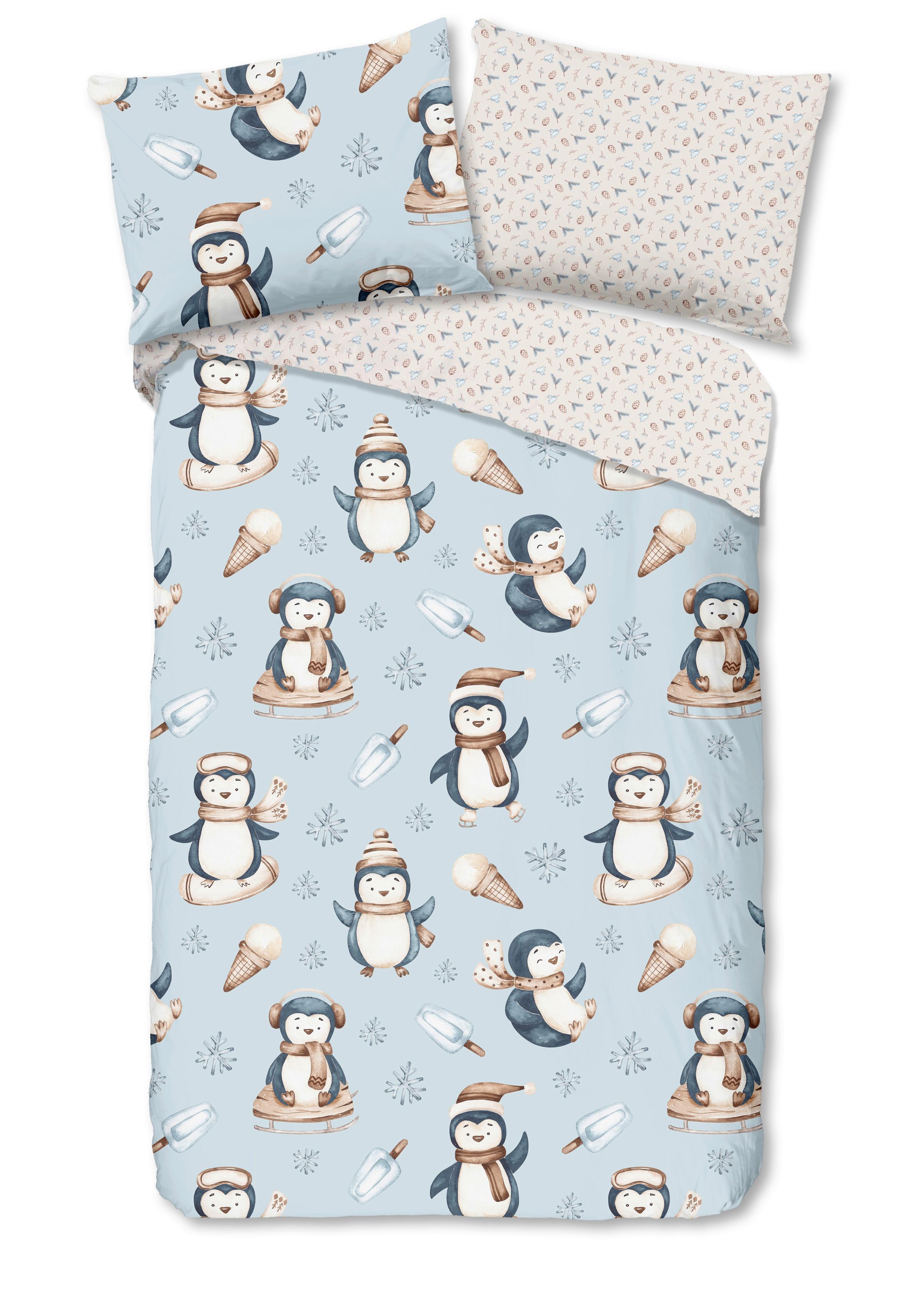 Kinderbettwäsche Jani Blau Sandfarben 140x200cm