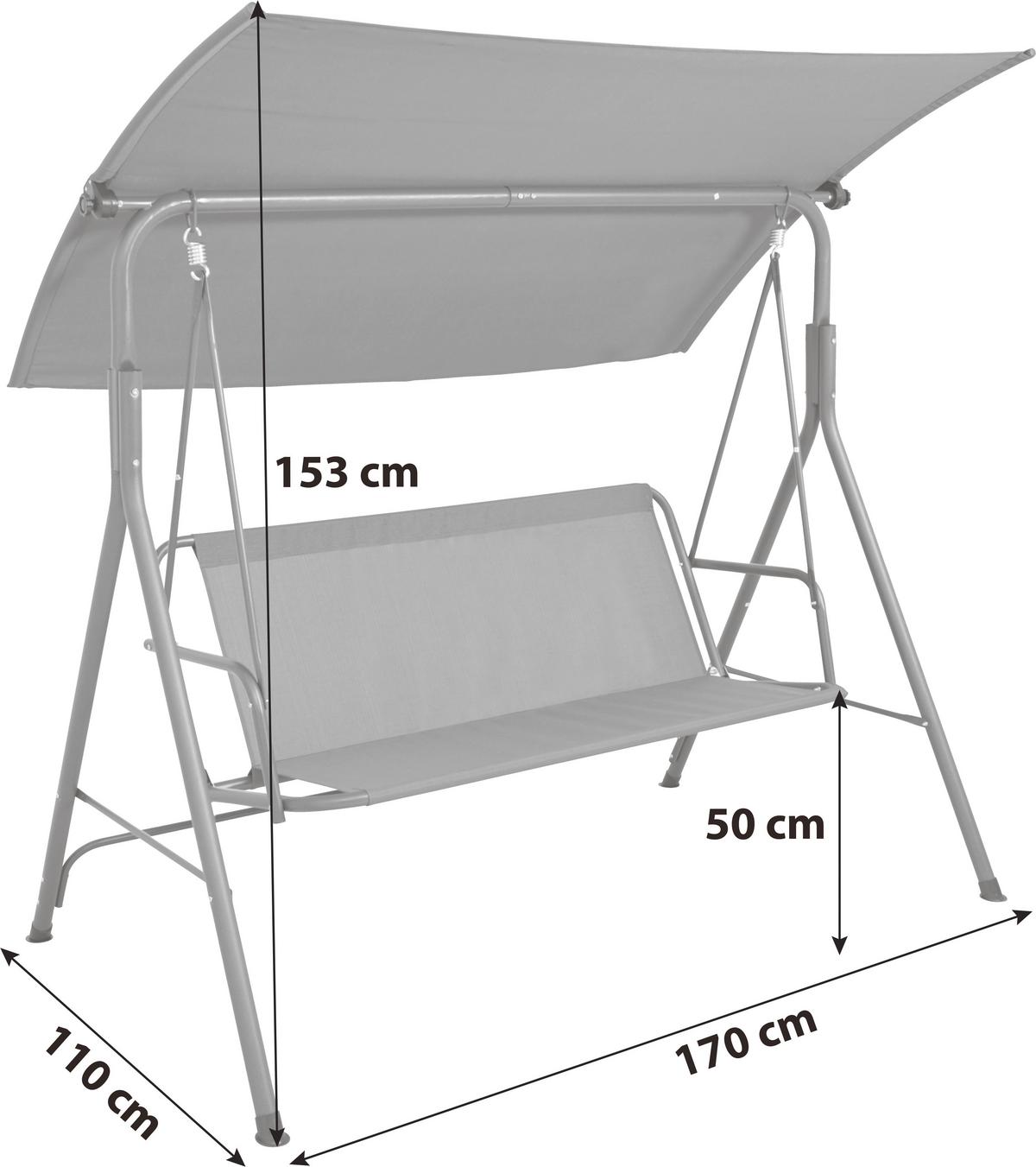Hollywoodschaukel Verona - Anthrazit, MODERN, Metall (170/153/110cm) - Beldano