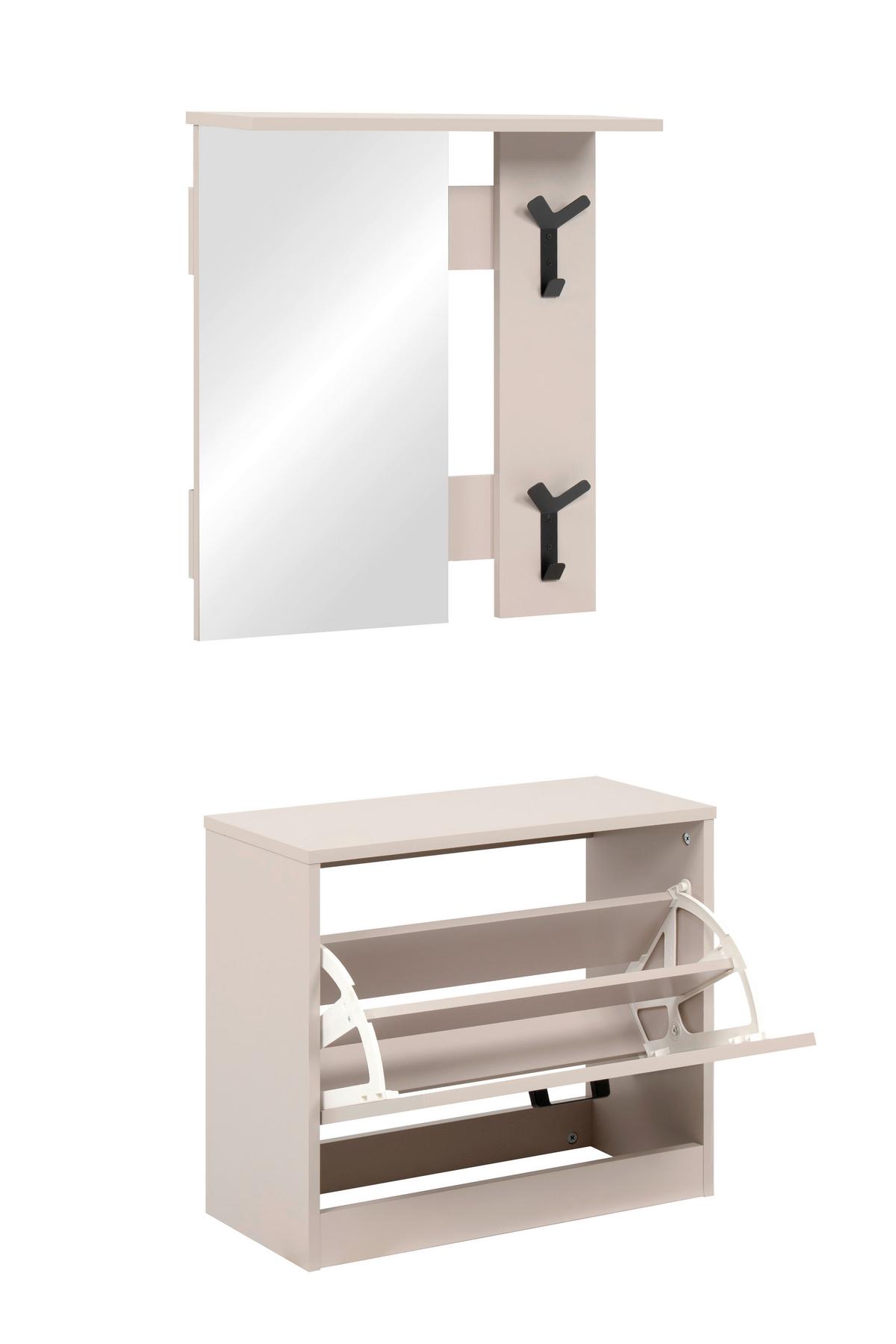 Garderobe Limone Beige B: 56cm - Beige, Design, Glas/Holzwerkstoff (56/180/24,5cm)