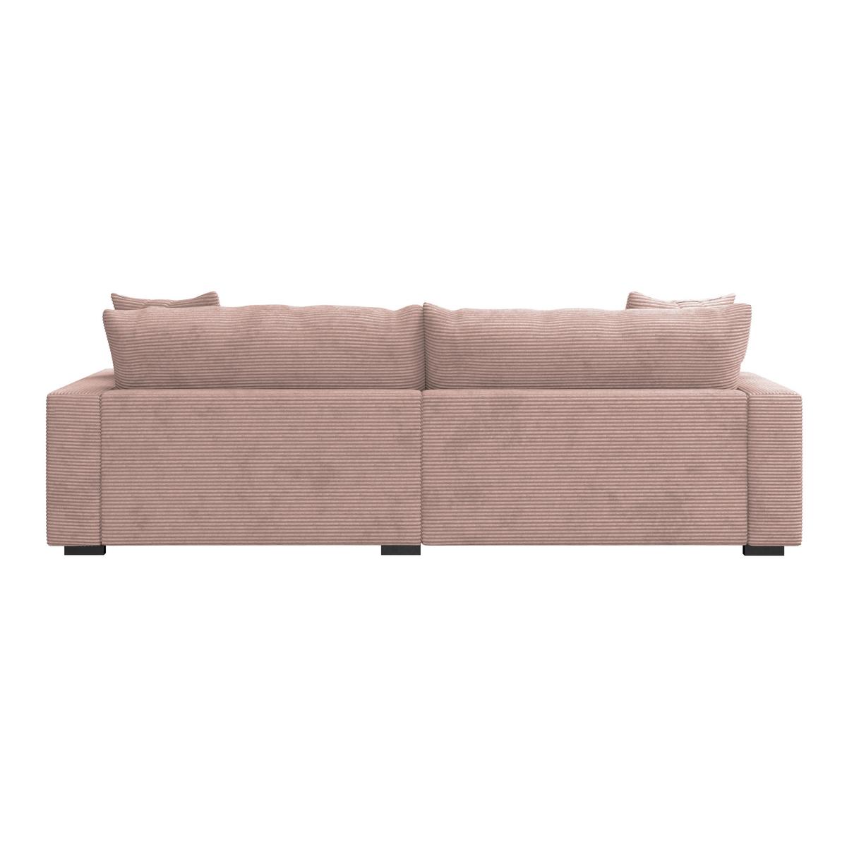 Rohová sedačka PELLE, pravá, růžový manšestr - růžová/černá, Moderní, textil (265/180cm)