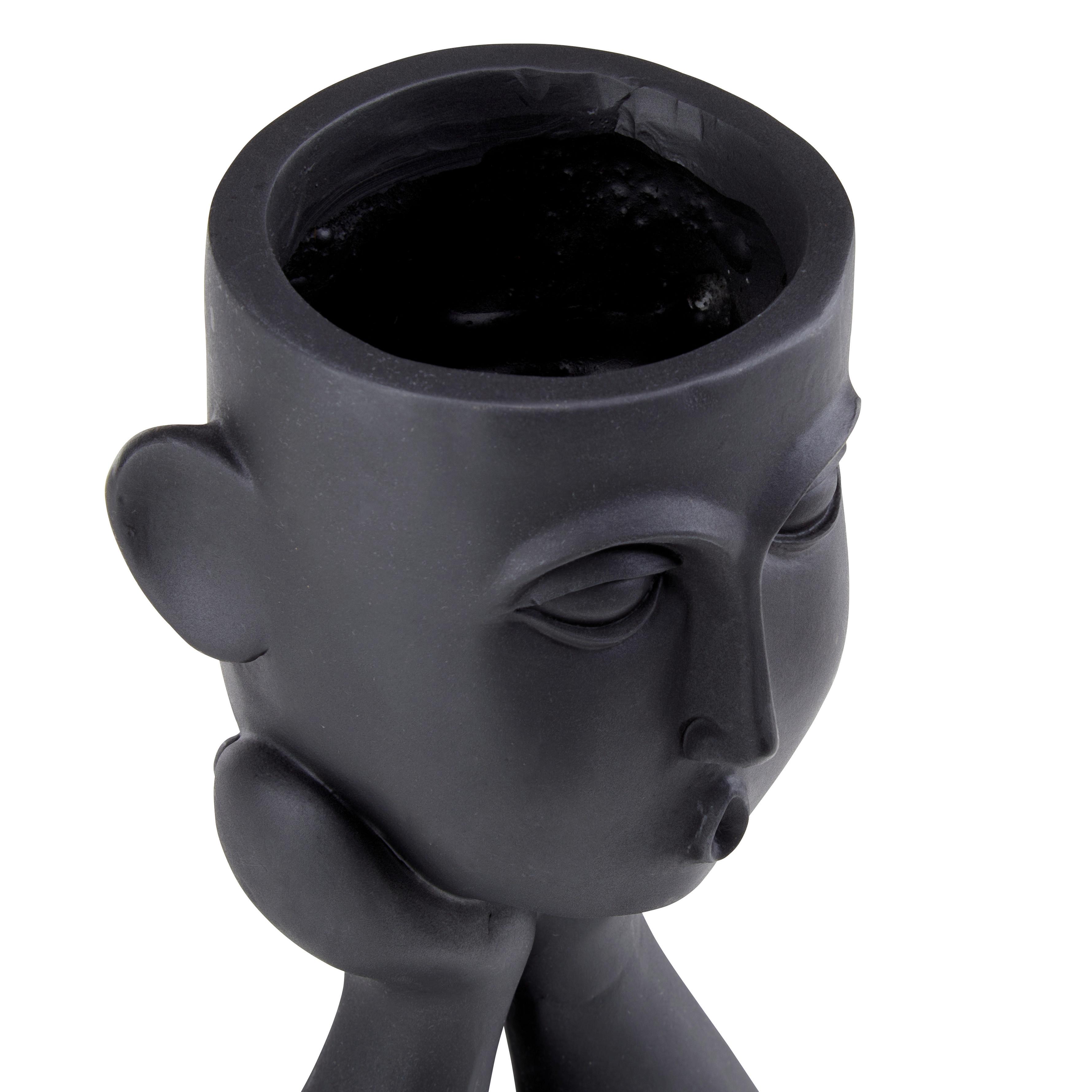 Übertopf Silvana Aus Polyresin In- Und Outdoor, Schwarz - Schwarz, MODERN, Kunststoff (12/11,5/24,5cm) - Luca Bessoni