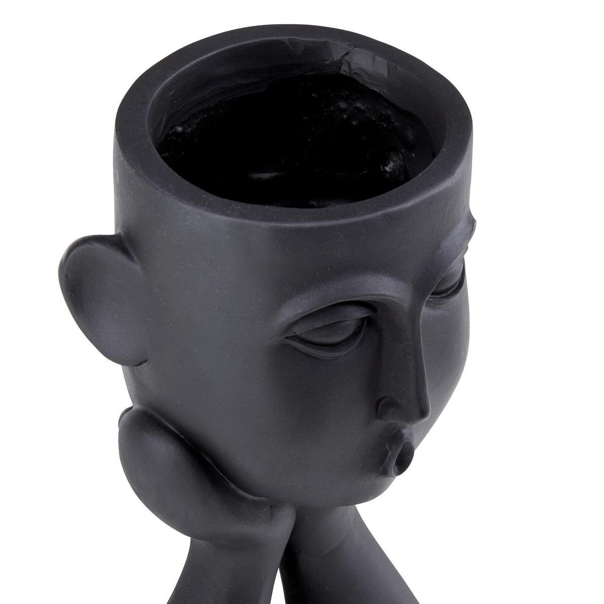 Übertopf Silvana Aus Polyresin In- Und Outdoor, Schwarz - Schwarz, MODERN, Kunststoff (12/11,5/24,5cm) - Luca Bessoni