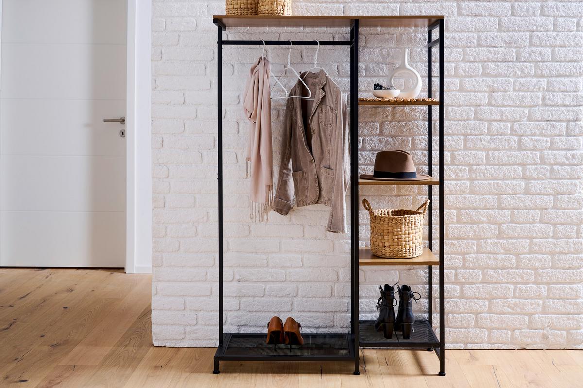 GARDEROBENSTÄNDER Naturfarben/Schwarz B: 100cm - Schwarz/Naturfarben, MODERN, Holzwerkstoff/Metall (100/165/36cm) - P & B