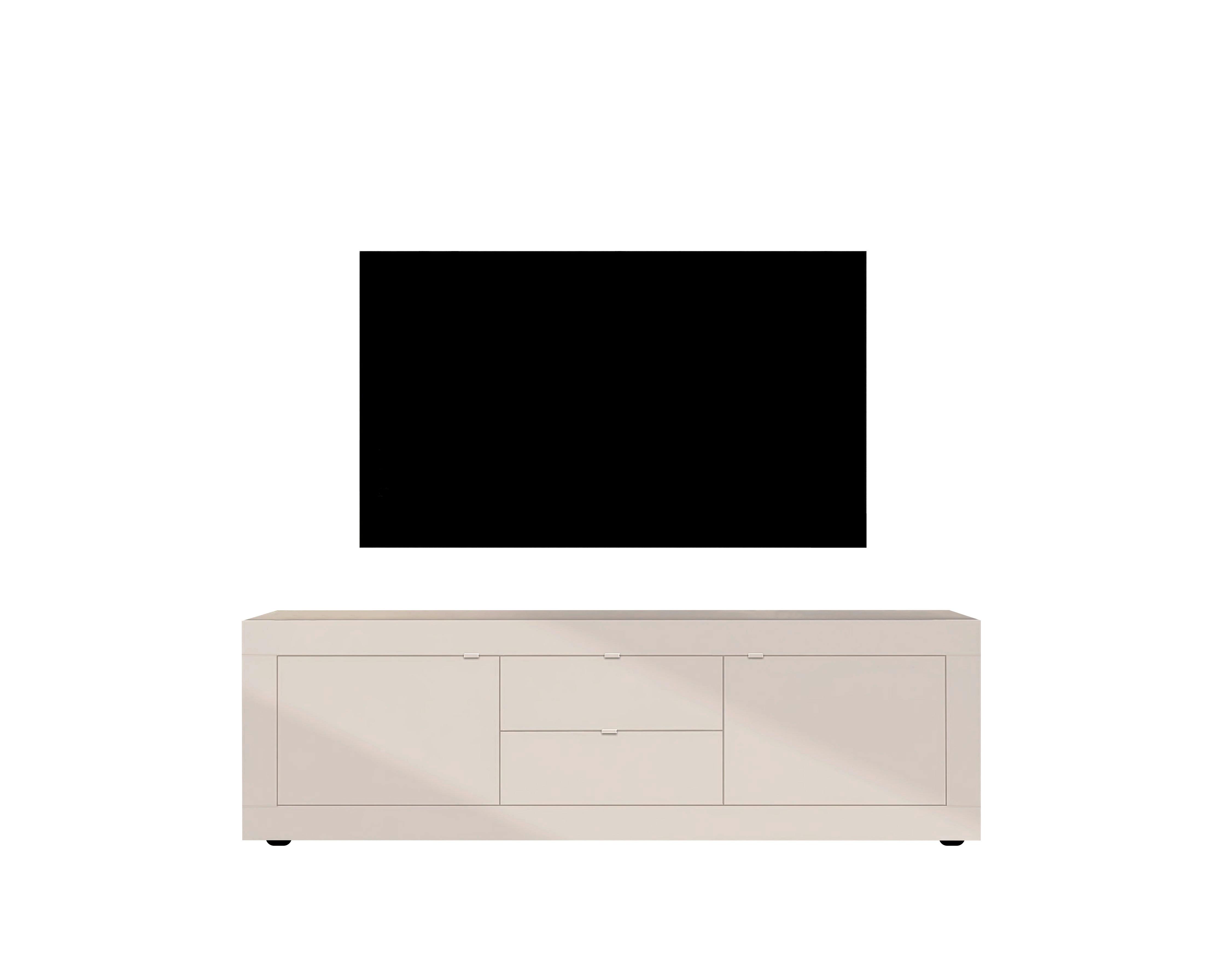 Lowboard Basic Kaschmir B: 210 cm - Kaschmir/Schwarz, Design, Holzwerkstoff (210/65/43cm) - MID.YOU