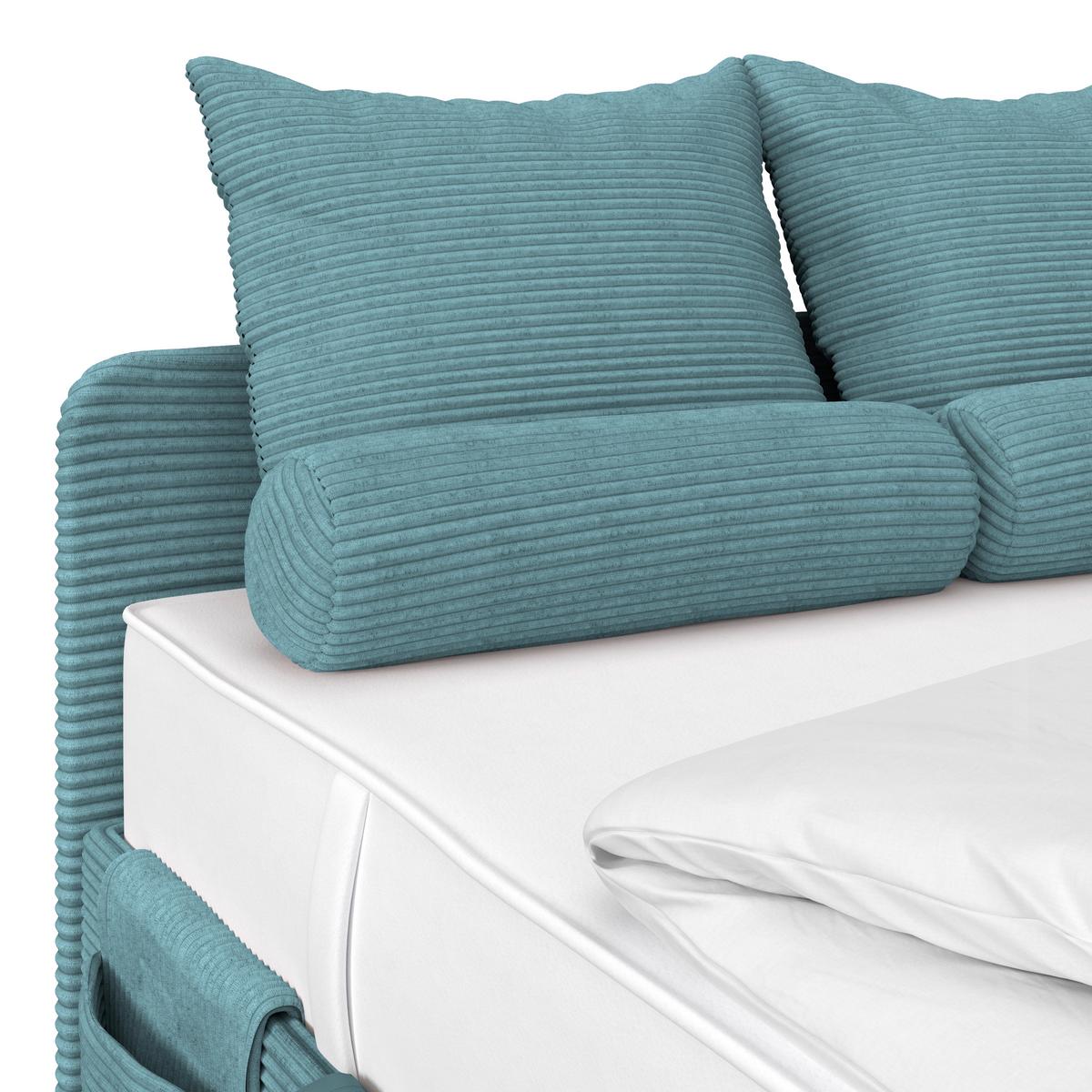 Kárpitozott Ágy Remi 120/200cm - kék/ezüstszínű, Modern, textil/fa (120/200cm)