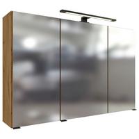 Spiegelschrank Manchester Led 3 Türen 100x64x20 cm - Eichefarben, MODERN, Glas/Holzwerkstoff (100/64/20cm) - Held