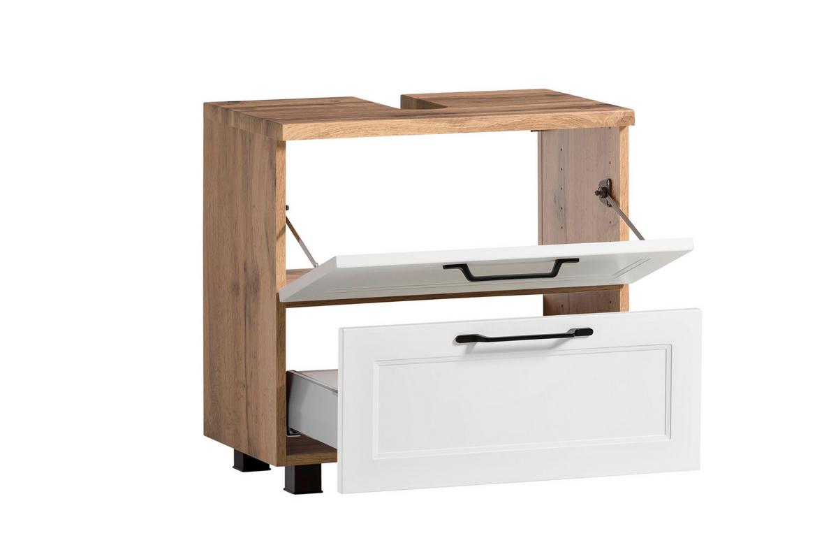 Skříňka pod umyvadlo ELMAU -EXKLUSIV- - bílá/černá, Romantický / Rustikální, kov/kompozitní dřevo (60/55/35cm) - Mömax