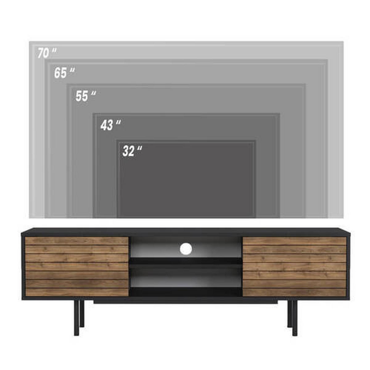 Nízká komoda, černá/barva ořechů - černá/barvy vlašských ořechů, Design, kompozitní dřevo (160/50,5/35cm) - Livetastic
