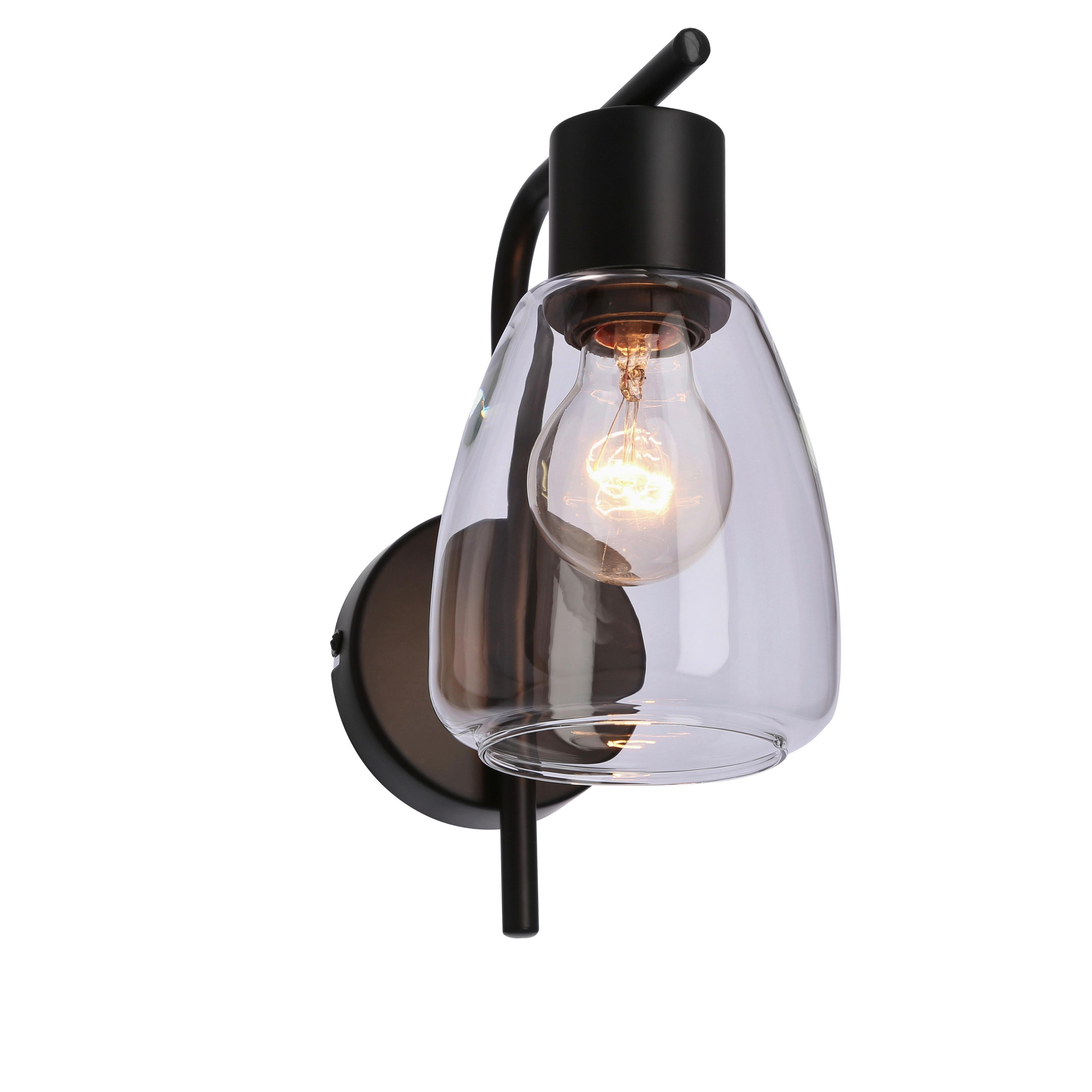 Wandleuchte 21-35110 Moldo - Transparent/Schwarz, Design, Metall (17.4/12/23.5cm)