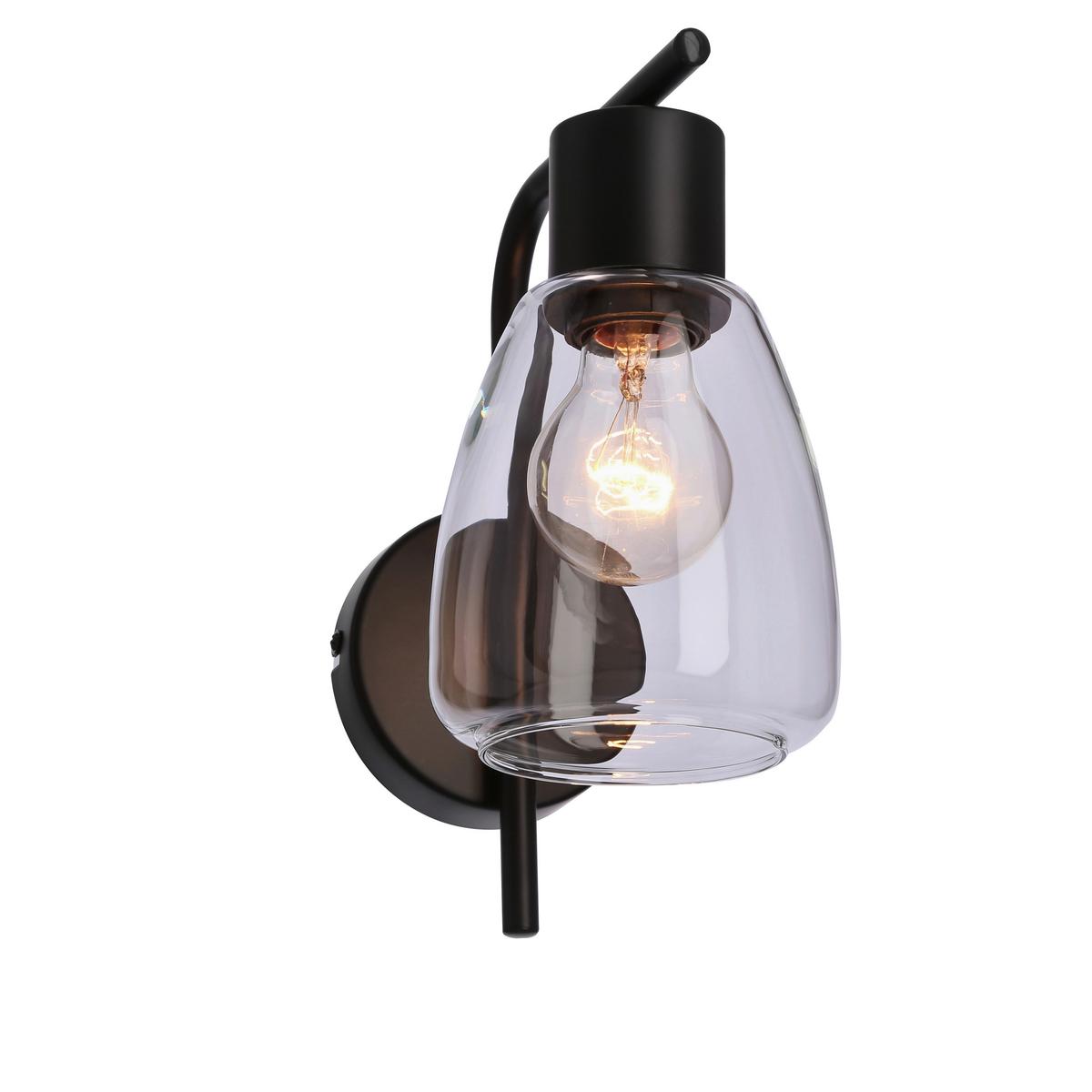 Wandleuchte 21-35110 Moldo - Transparent/Schwarz, Design, Metall (17.4/12/23.5cm)