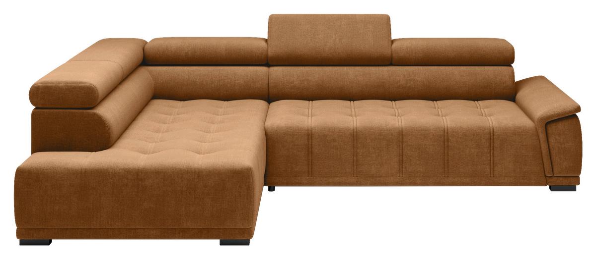 Rohová sedačka GRINALDI, ľavá, hrdzavá - čierna/hrdzavá, Modern, textil/plast (206/283cm) - Premium Living