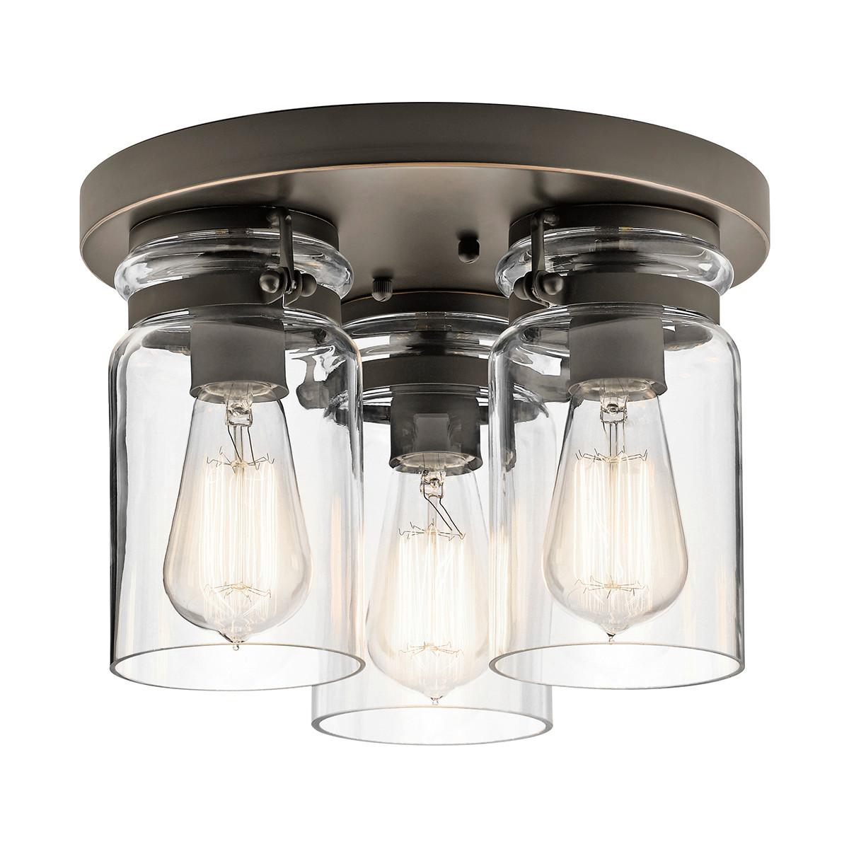 Deckenleuchte Brinley Ø 28,2 cm, 3-flammig - Bronzefarben, Design, Glas/Metall (28.2/20.2cm) - Elstead Lighting