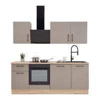 Kuchynský blok LINZ šírka 220 cm, bez spotrebičov - čierna/sivá, Modern, kov/kompozitné drevo (220cm)