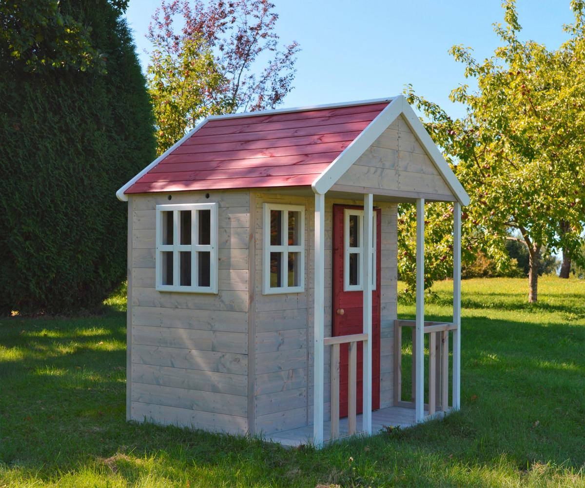 Spielhaus Fuchs Naturfarben/rot, B: 120 Cm - Rot/Naturfarben, KONVENTIONELL, Holz (120/155/120cm)