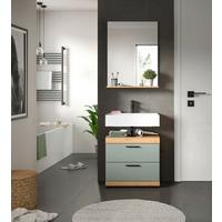Badezimmer Scout Eiche Artisan Dekor Salbeigrün - Salbeigrün/Schwarz, MODERN, Glas/Holzwerkstoff (60cm) - MID.YOU