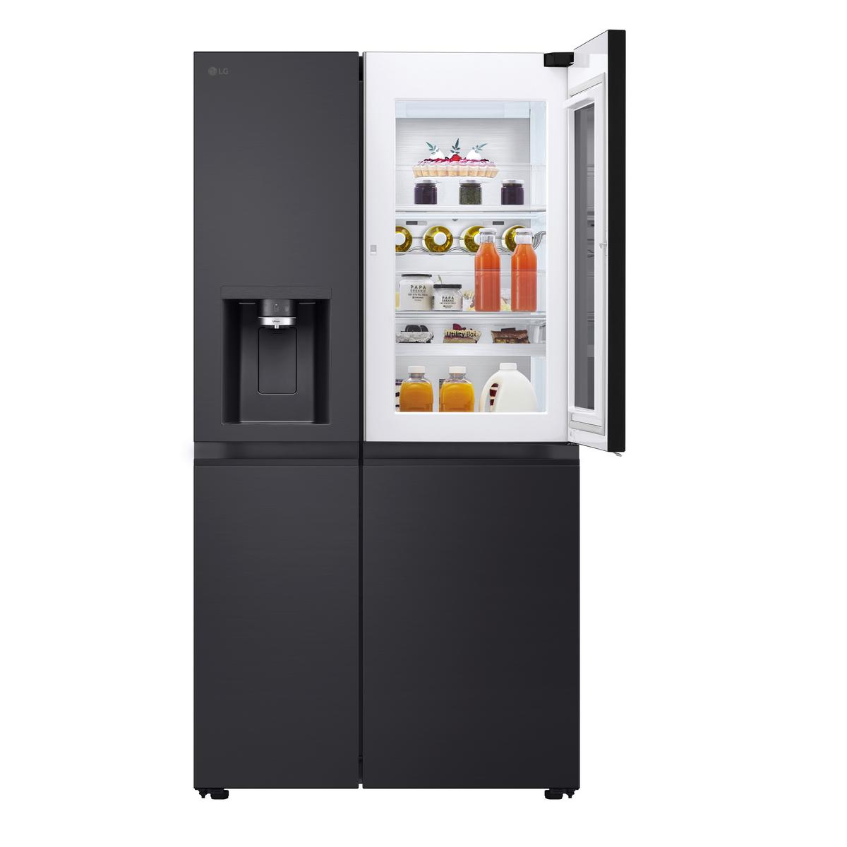 Kühl-Gefrier-Kombination LG Gsxe90evdd - Schwarz, Basics, Glas/Kunststoff (91.3/179/73.5cm)