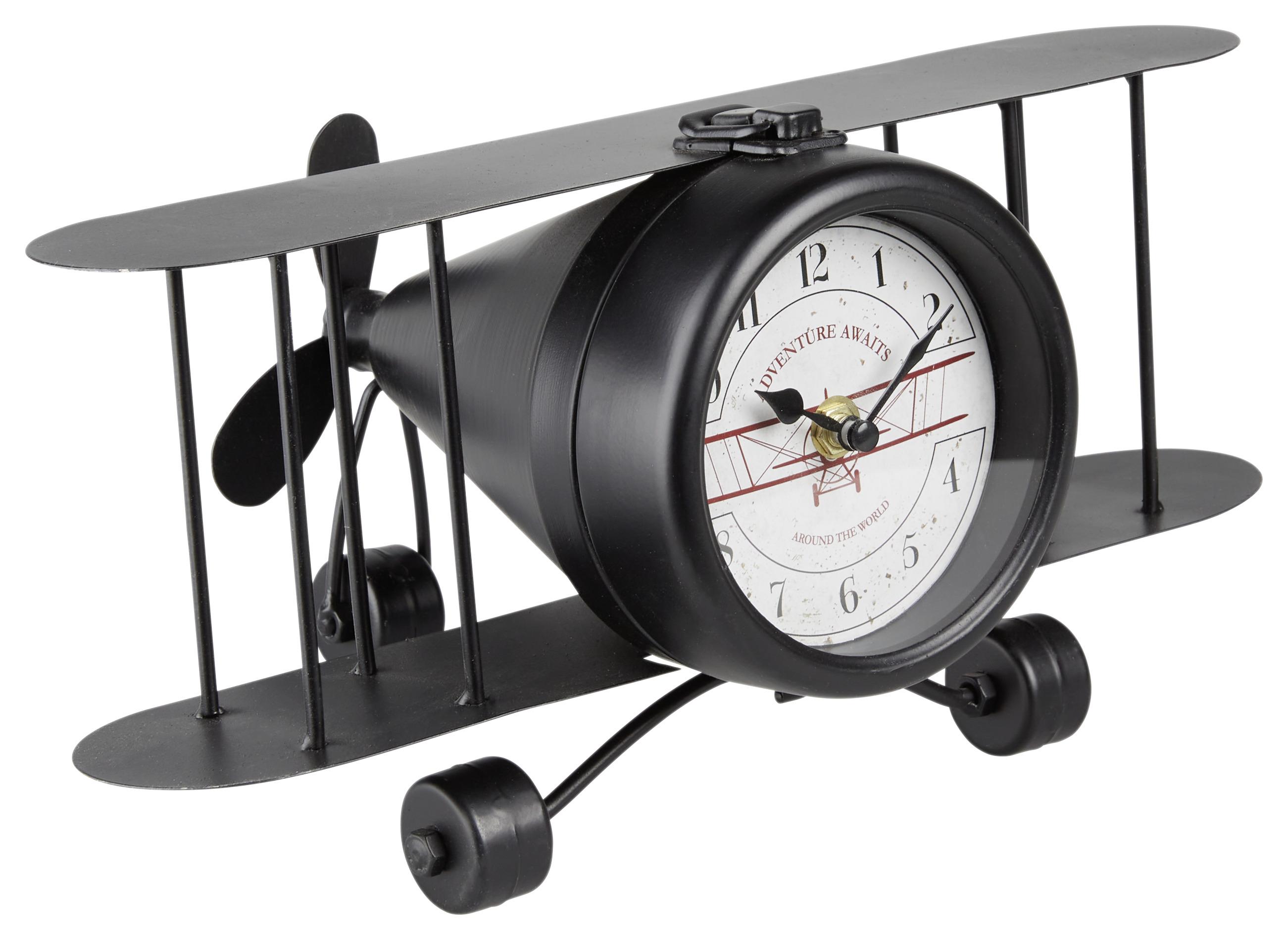 Stolní Hodiny Plane - černá, kov (33/21/15,5cm) - Modern Living