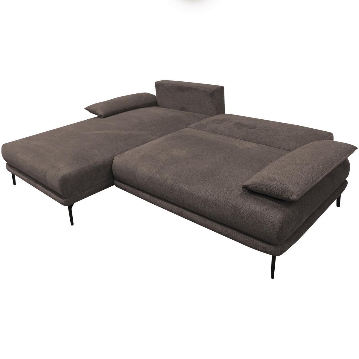 Ecksofa mit Bettkasten Lagacy 192x260 cm Webstoff Graubraun - Graubraun/Schwarz, Design, Textil (192/260cm) - MID.YOU