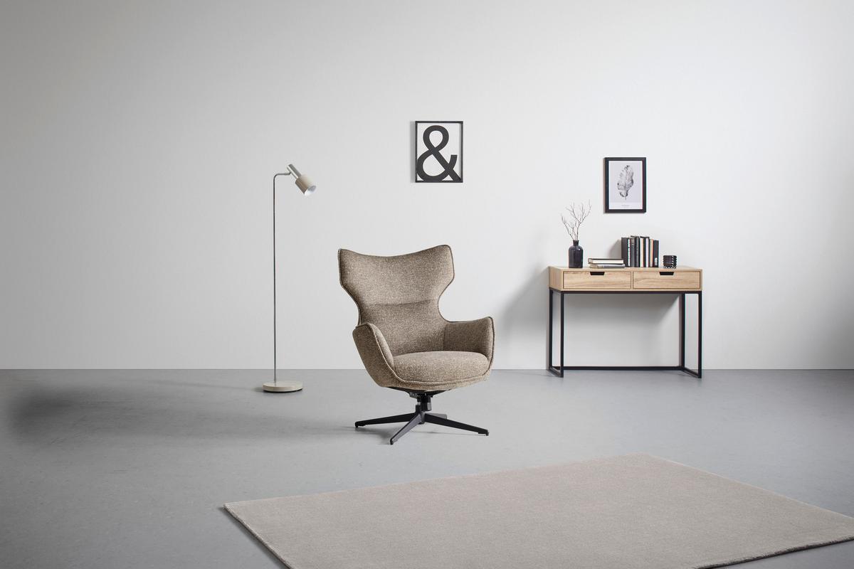 Otočné kreslo FLAVIO, sivohnedá - sivohnedá/čierna, Modern, kov/textil (74/98/83cm) - Mömax