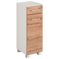 Unterschrank Paris Eiche Wotan/Weiß B: 30 cm - Silberfarben/Eiche Wotan, MODERN, Holzwerkstoff (30/79/35cm) - Held