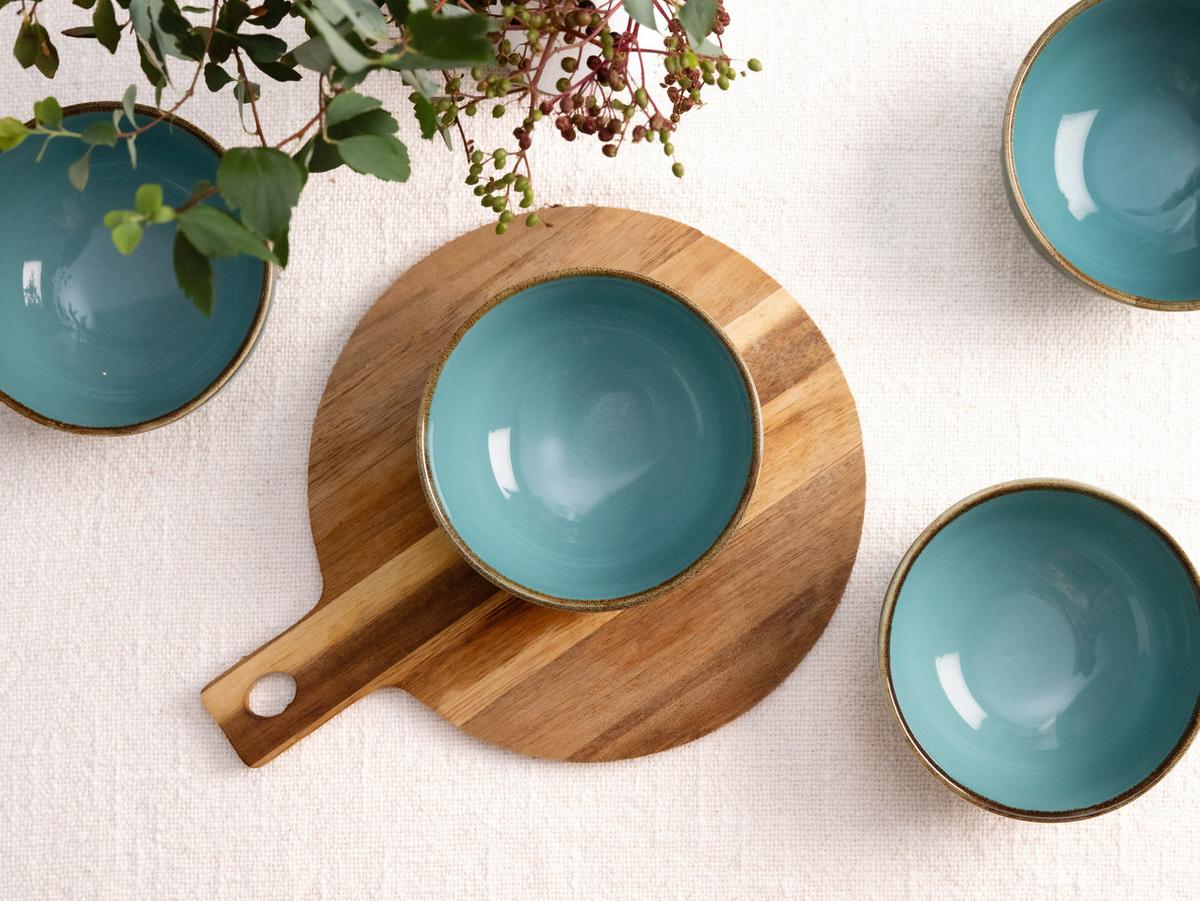 SADA MISEK NA OMÁČKU NATURE COLLECTION - tyrkysová, Trend, keramika (11,5cm) - Creatable