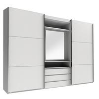 Tolóajtós Szekrény Magic 300/216 Cm - ezüstszínű/fehér, Modern, faalapú anyag/Üveg (300/216/65cm) - MID.YOU