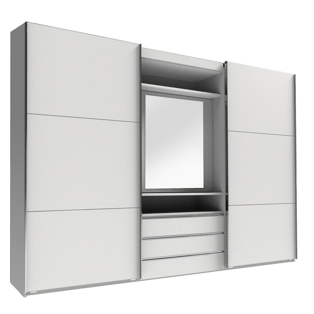 Schwebetürenschrank mit Laden B: 300 cm Magic, Weiß