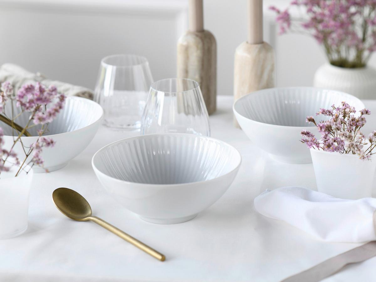 Schüsselset Valencia Weiß 6 Stück - Weiß, Design, Keramik - Creatable