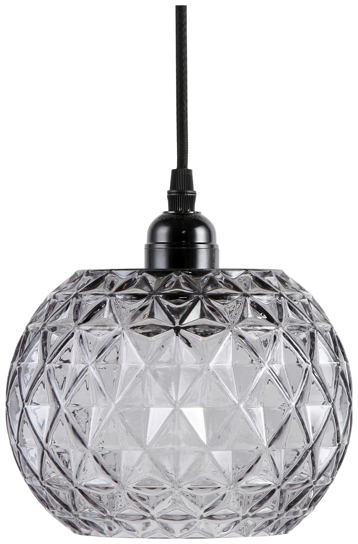 Hängeleuchte Grau B: 18cm Corvus Klar / Grau - Klar/Grau, Basics, Glas (18/18/18cm) - Kayoom