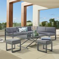 Lounge Garnitúra Rio - fekete/sötétszürke, Modern, üveg/textil (214/130cm) - Beldano