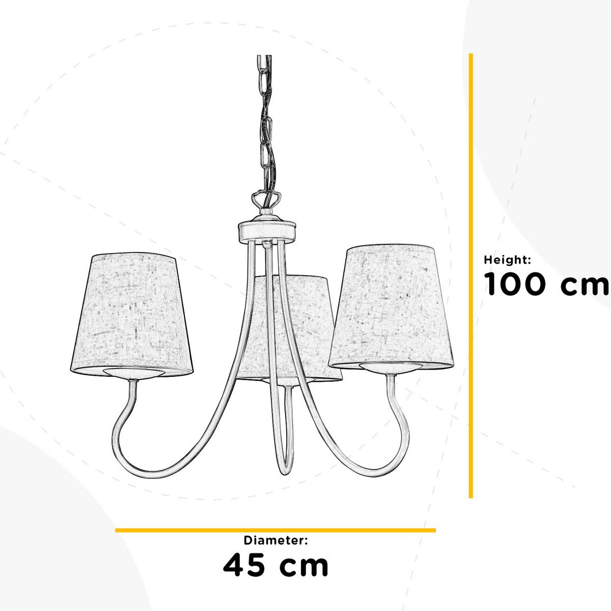 Kronleuchter 4821/3b - Weiß, KONVENTIONELL, Textil/Metall (45/100cm)