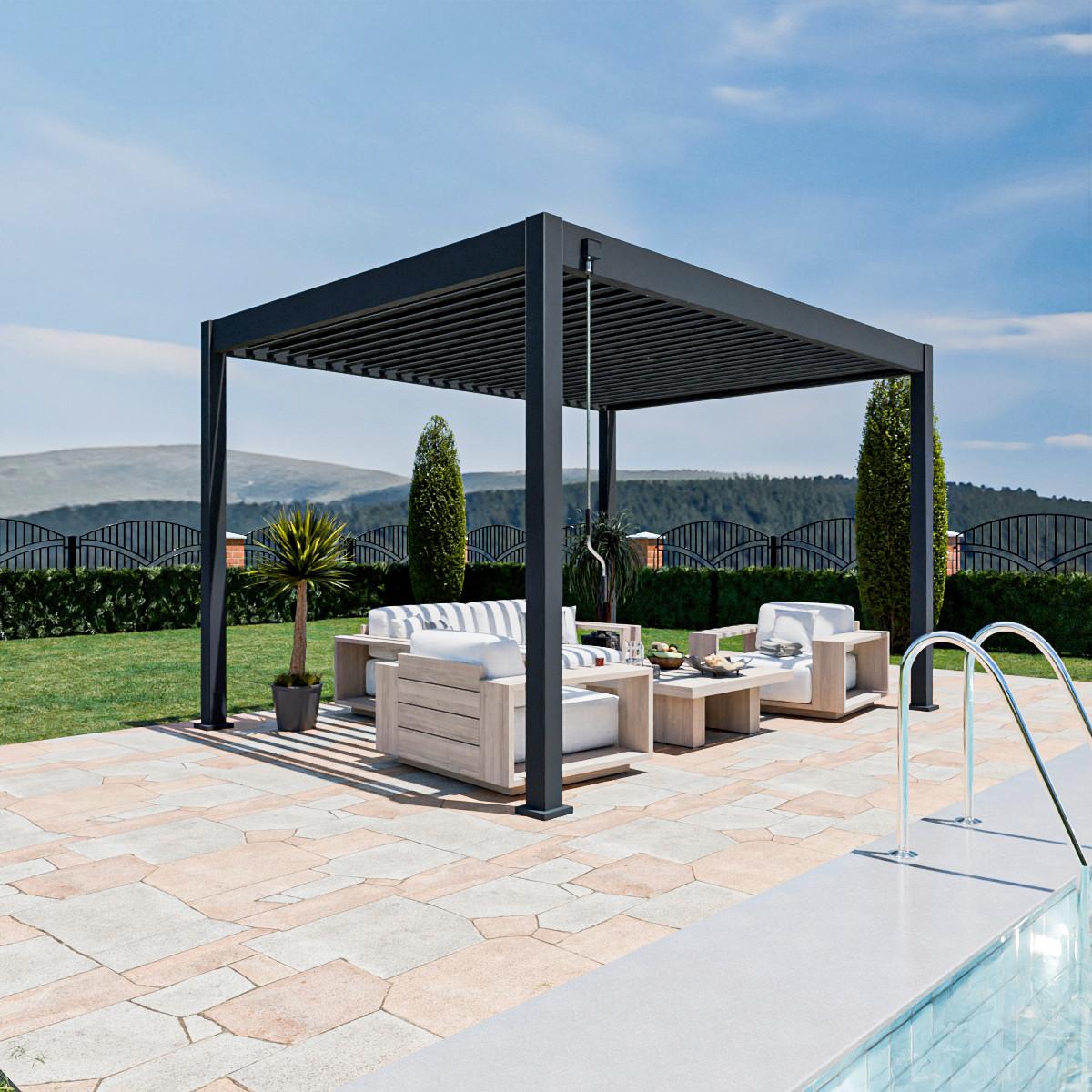 Pergola 300x400 Cm Wetterbeständig, Graphitfarben - Graphitfarben, Basics, Metall (300/400/255cm)