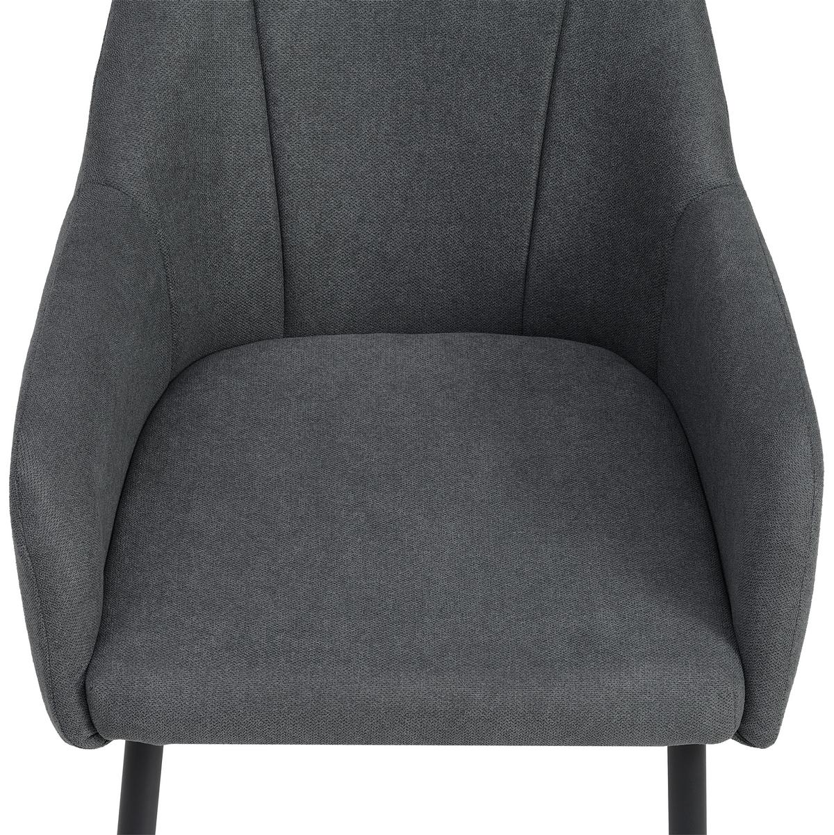 Armlehnstuhl Adelina Grau/Schwarz Gepolstert - Schwarz/Grau, LIFESTYLE, Textil/Metall (56/87/60cm) - MID.YOU
