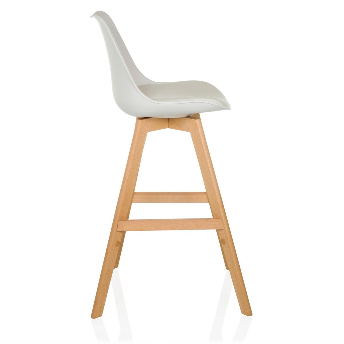 Barhocker-Set Scandi High Weiß B: 51 cm - Buchefarben/Weiß, MODERN, Holz/Kunststoff (51/99/51cm) - MID.YOU