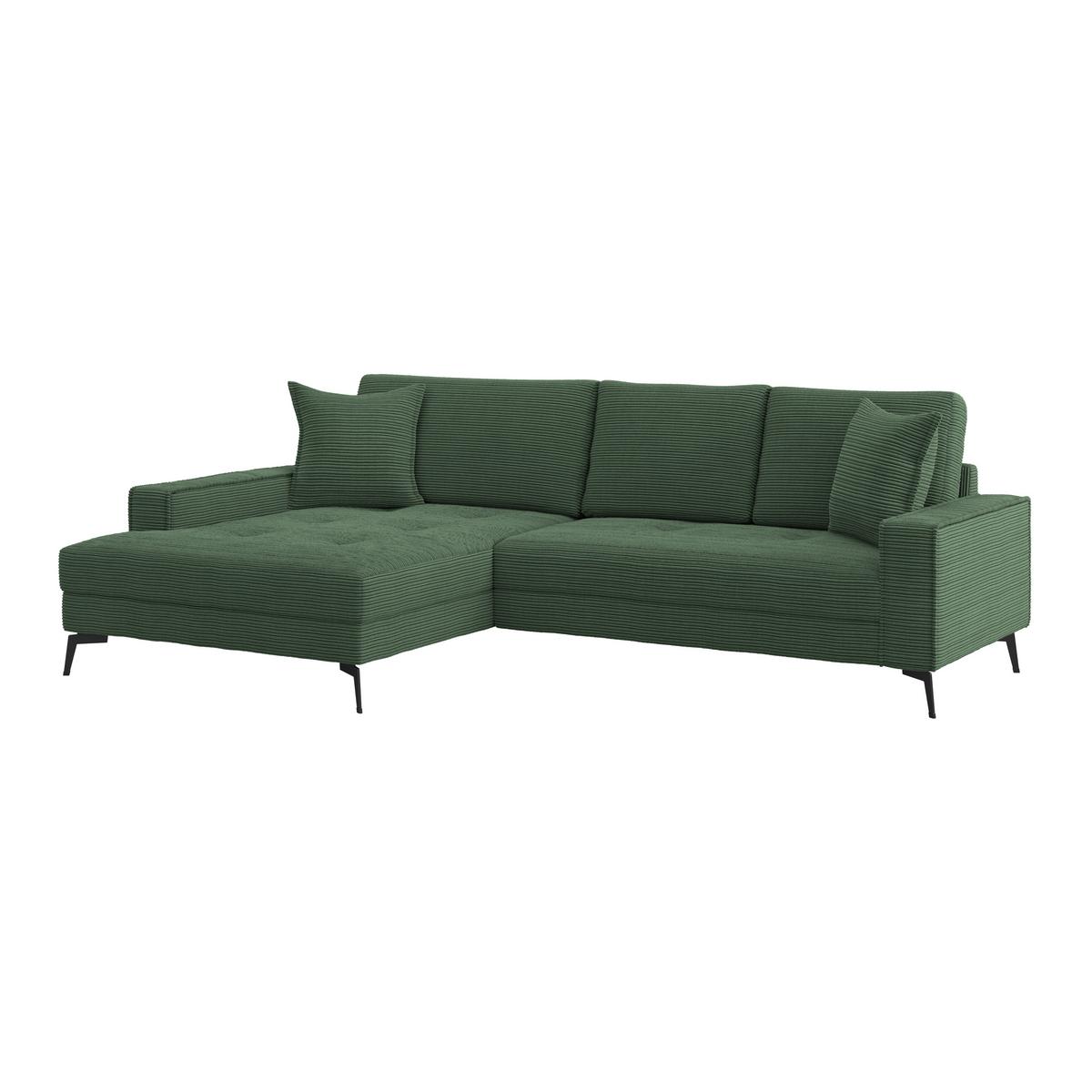 Ecksofa Zero Grün 173x286 cm - Schwarz/Grün, Trend, Textil (173/286cm)