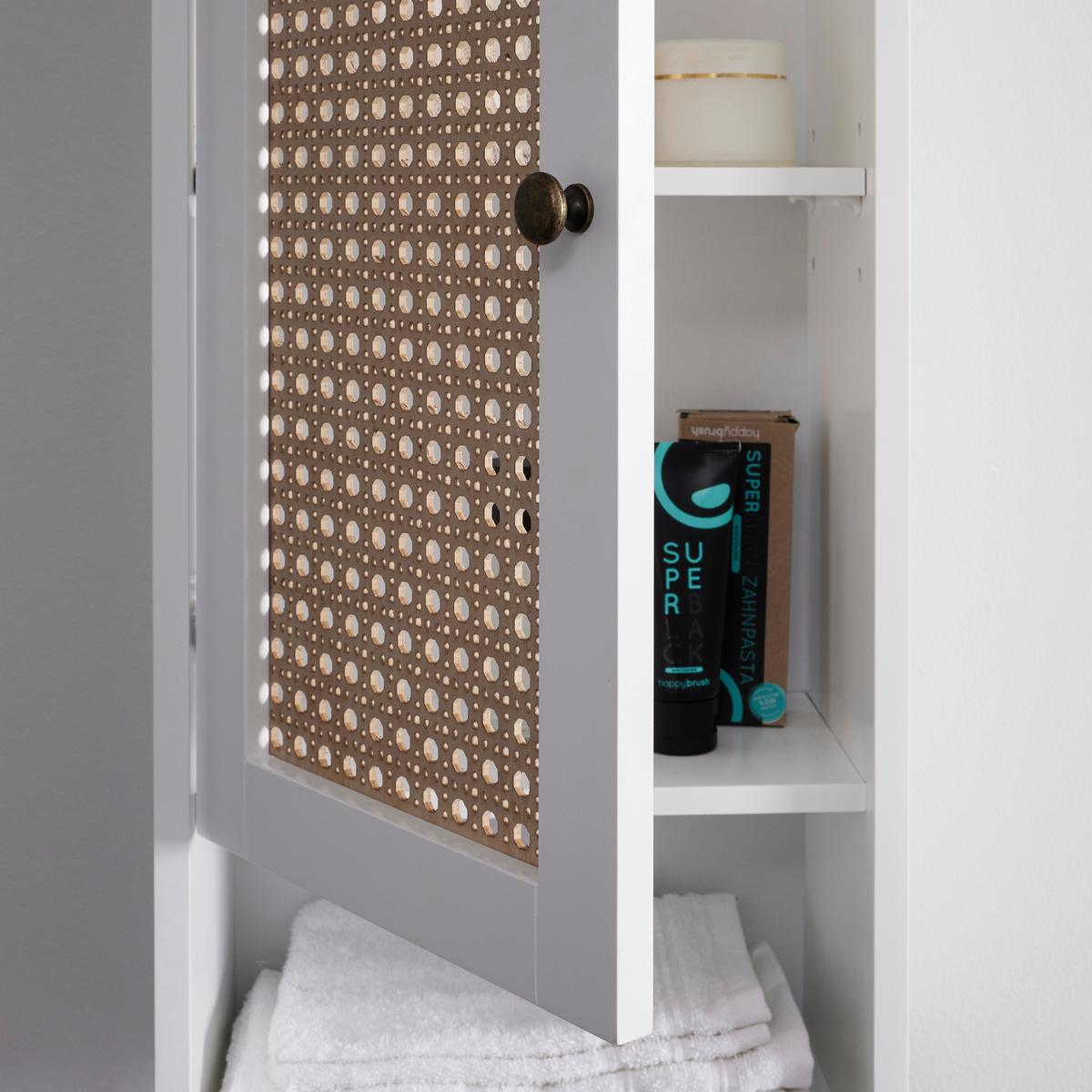 Závesná skrinka LISA biela - biela/bronzová, Modern, kov/kompozitné drevo (32/72/20cm) - Bessagi Home