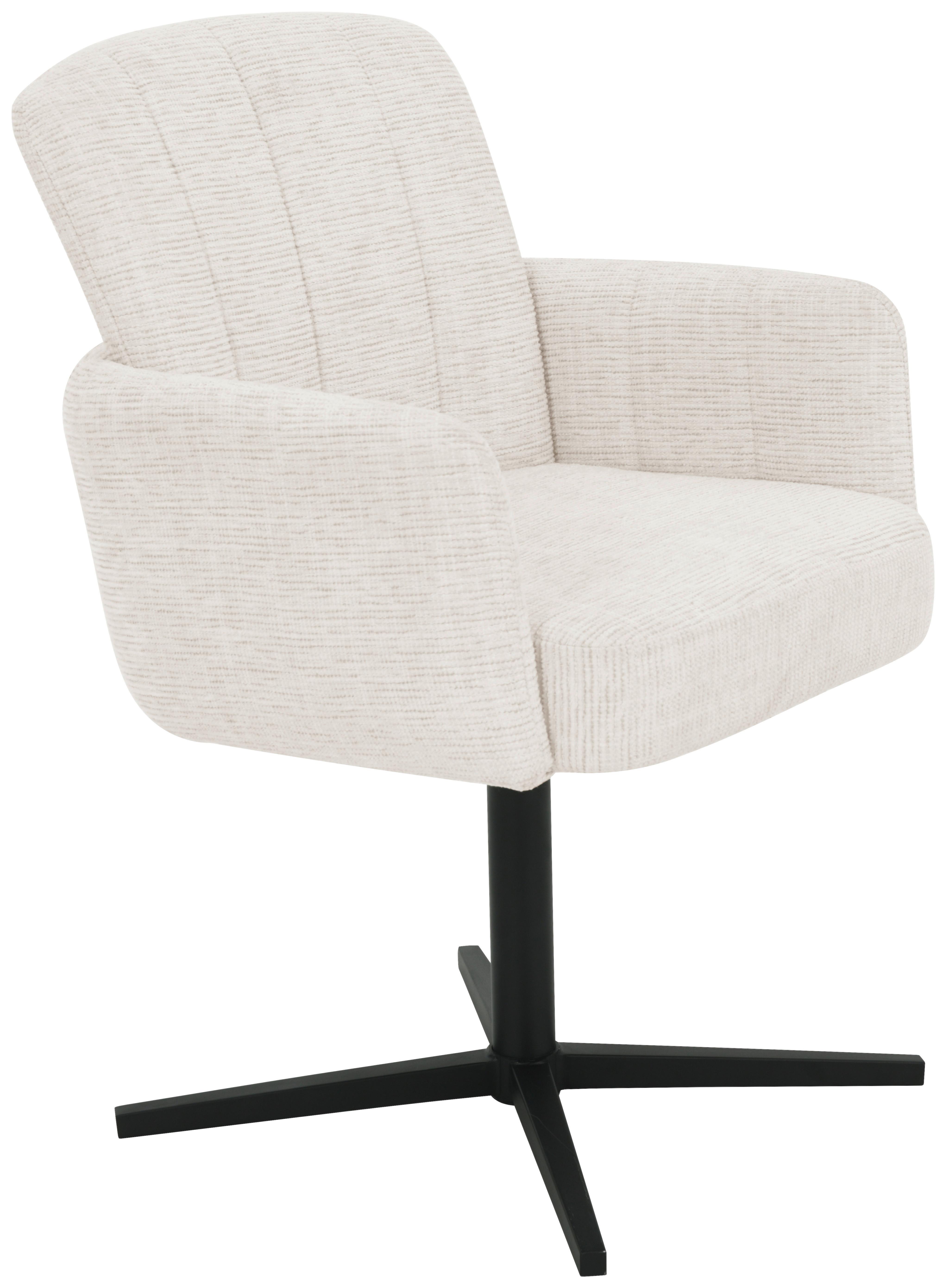 Armlehnstuhl Allison Leinenoptik Beige, B: 58 cm - Beige/Schwarz, LIFESTYLE, Holz/Textil (58/86/64cm) - Livetastic