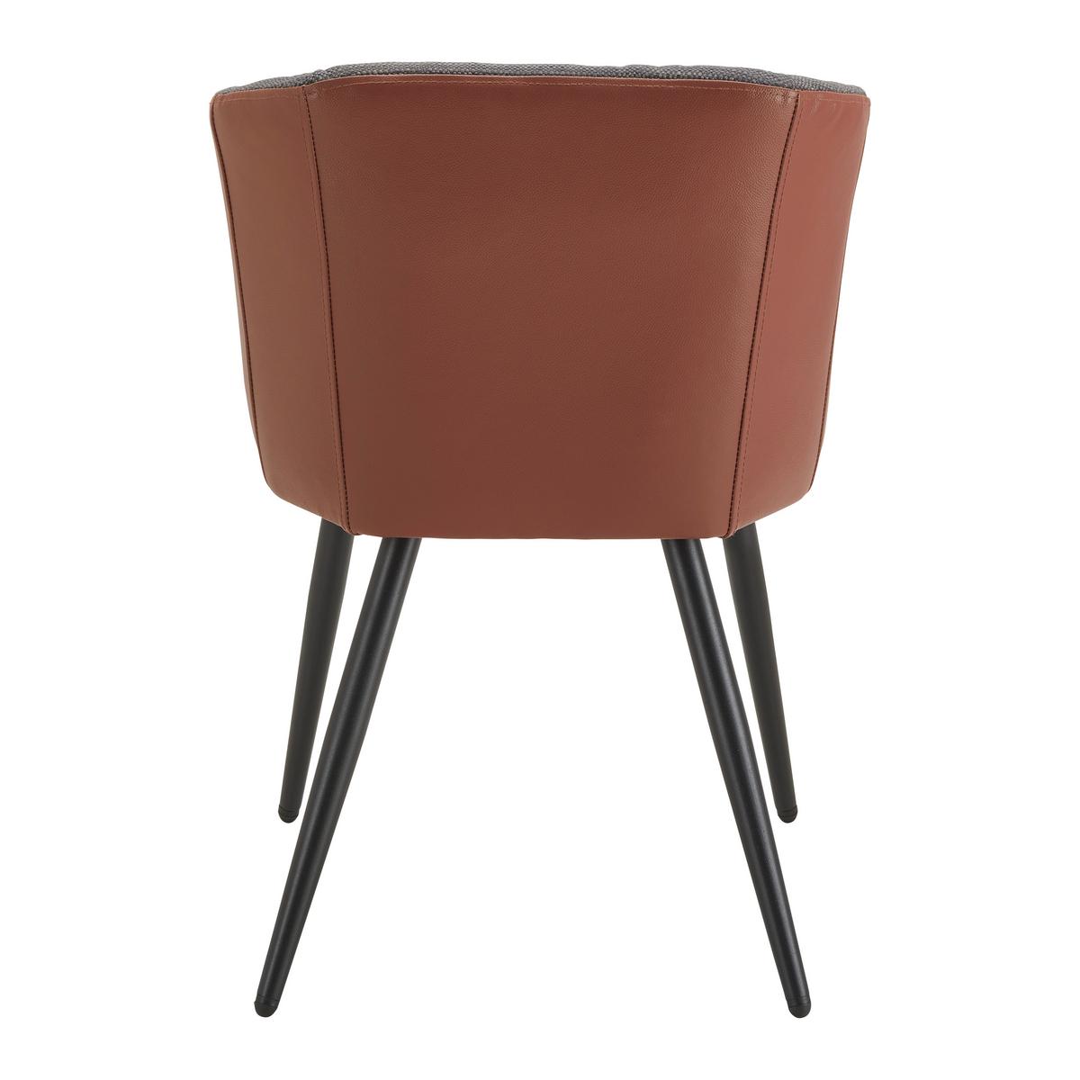 Jídelní židle Bianco pravá kůže hnědá - černá/tmavě šedá, Moderní, kov/dřevo (55,5/75,5/58cm) - Bessagi Home