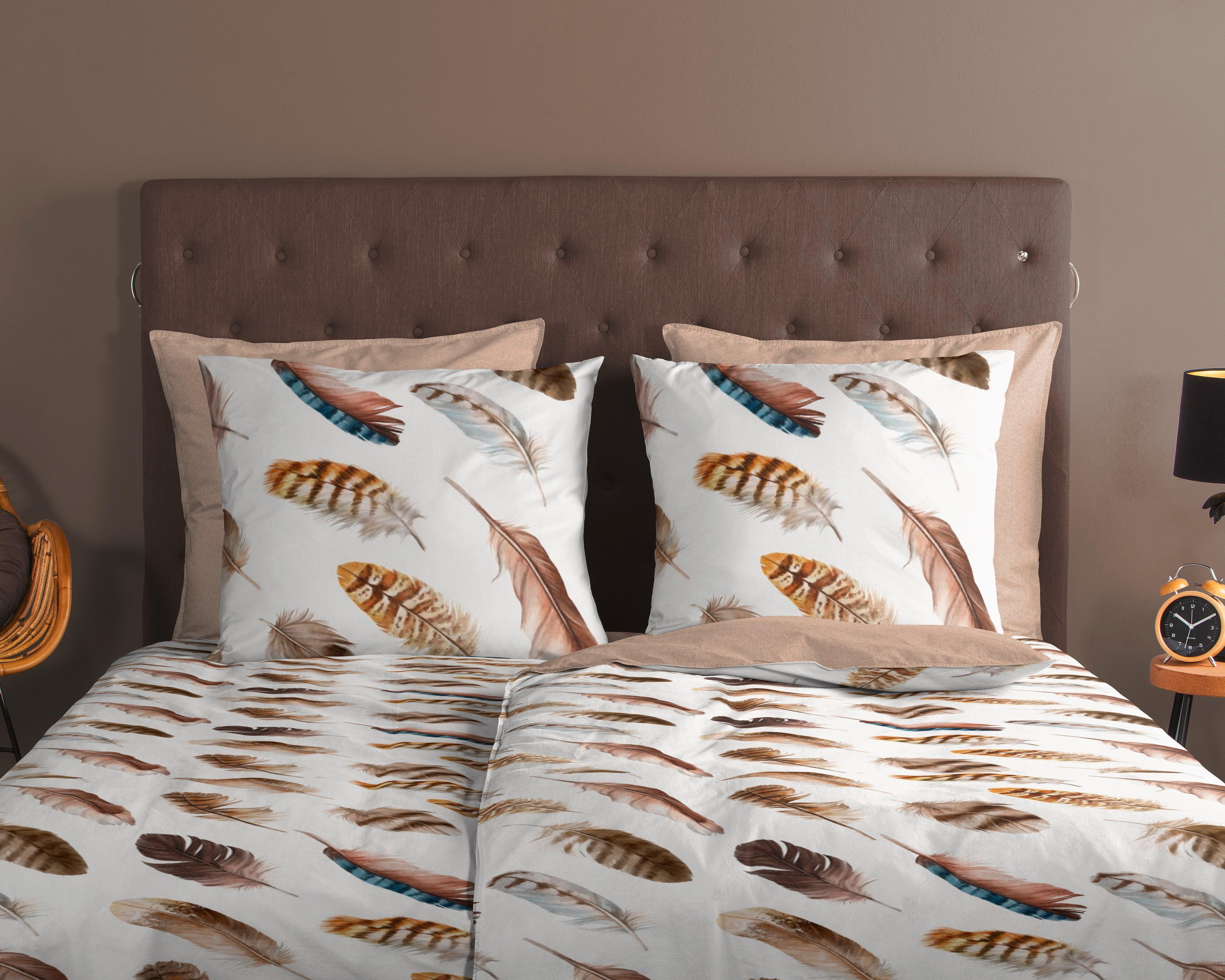 Bettwäsche Fedra Sandfarben Ecru 140x200 cm - Sandfarben/Ecru, KONVENTIONELL, Textil (140/200cm)