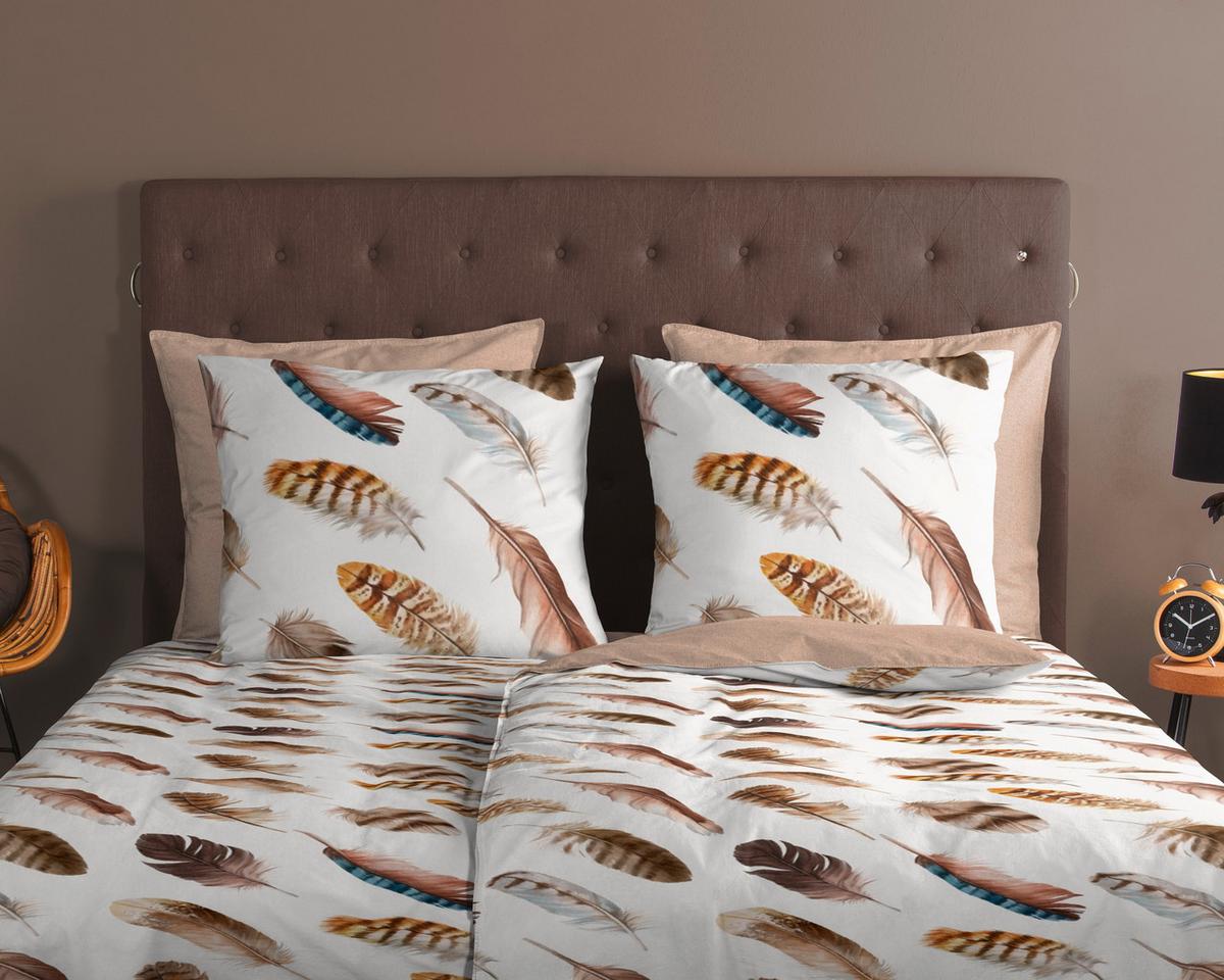 Bettwäsche Fedra Sandfarben Ecru 140x200 cm - Sandfarben/Ecru, KONVENTIONELL, Textil (140/200cm)