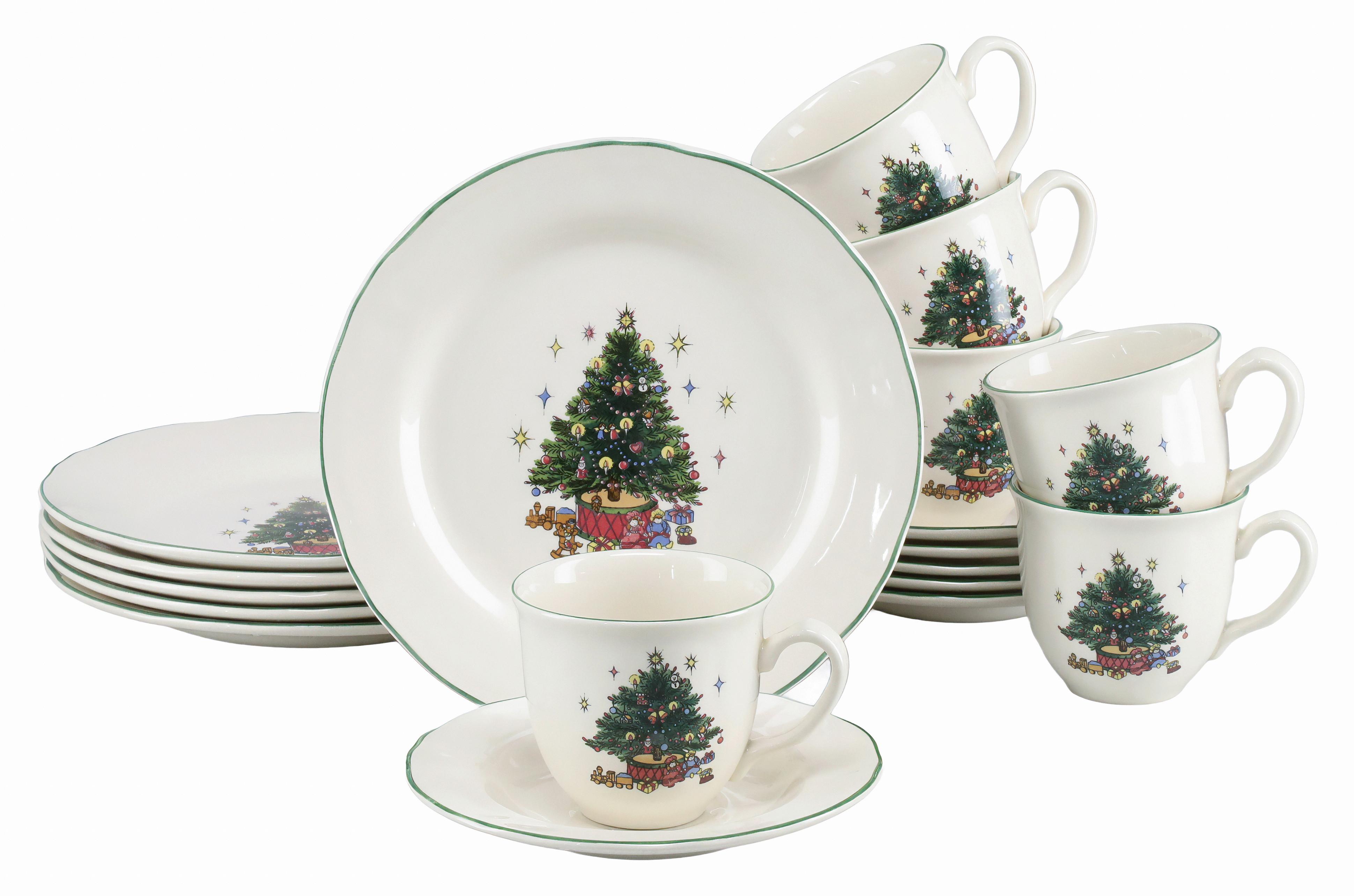 Kaffeeservice 18 tlg. Steingut, Multicolor/Weiß - Multicolor/Weiß, Basics, Keramik - Creatable